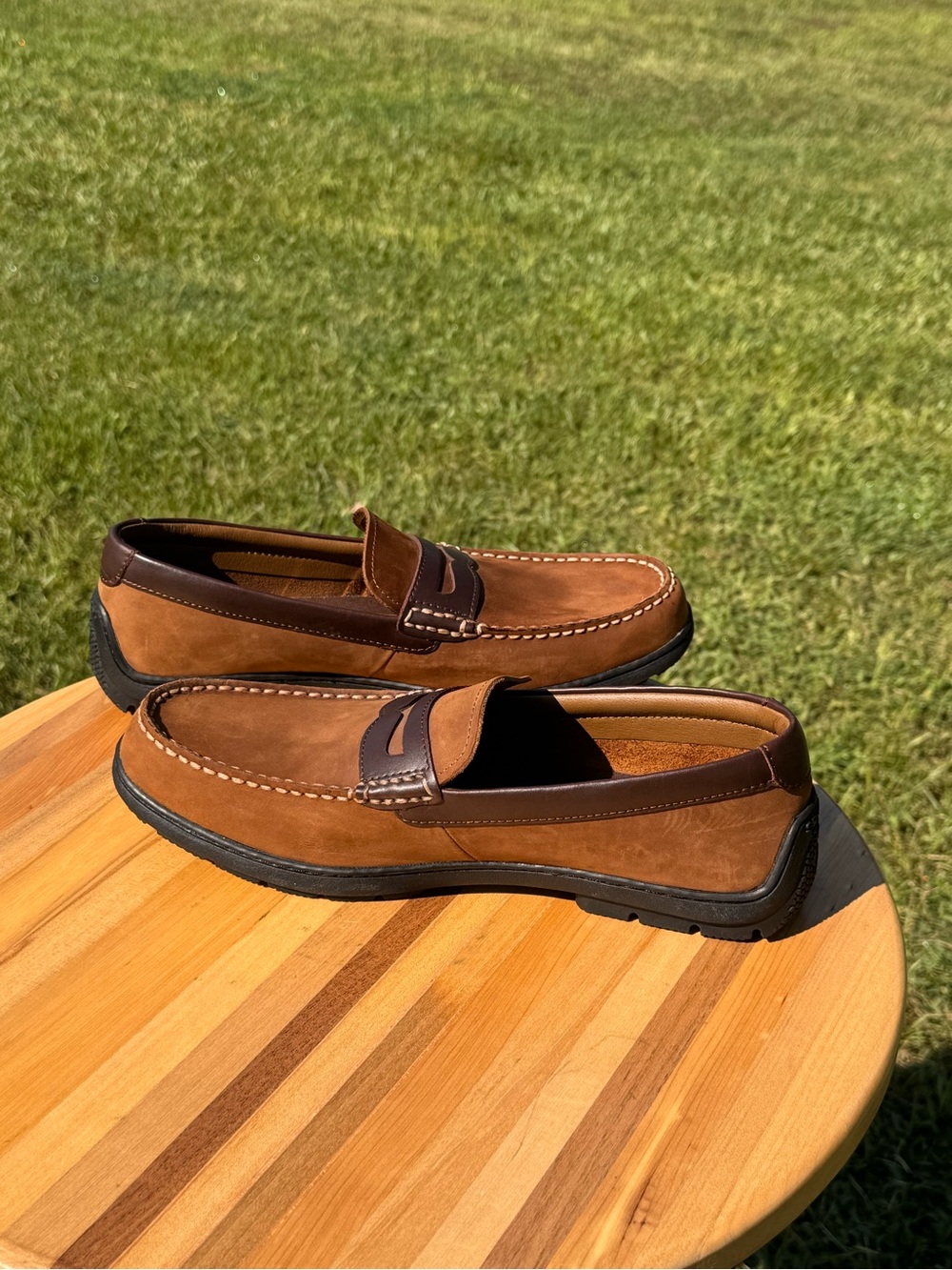 Men's Sperry Monterey Memory Foam Brown Casual Penny Loafers - Slip-On Comfort - Picture 6 of 9